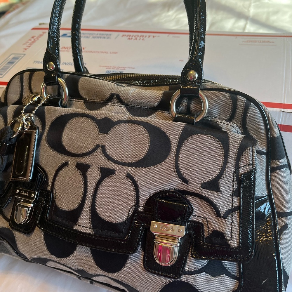 Coach Signature Satchel in Black and Gray